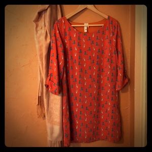 Pink Owl cat shift dress